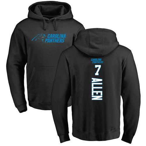 Carolina Panthers Men Black Kyle Allen Backer NFL Football #7 Pullover Hoodie Sweatshirts->carolina panthers->NFL Jersey